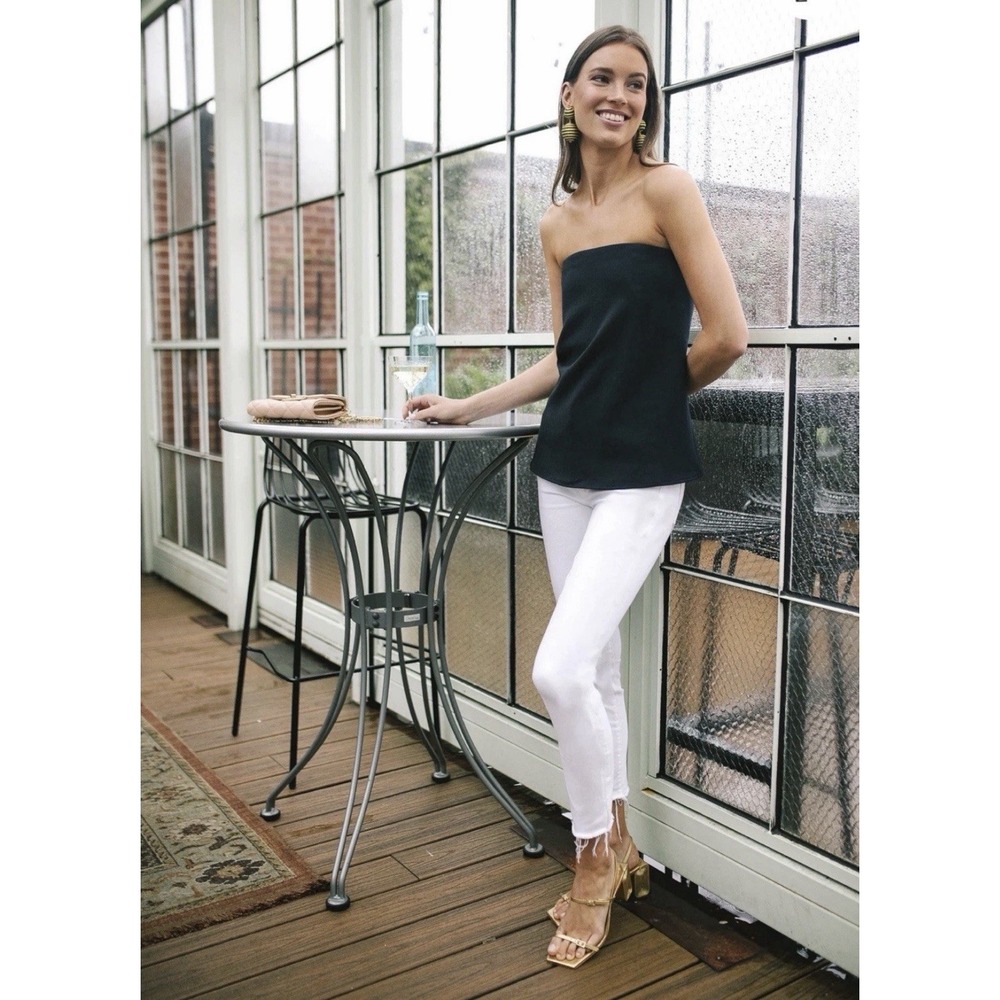 Tuckernuck NEW Strapless Crepe Marin Top Women's Size Small Built In Bra Black